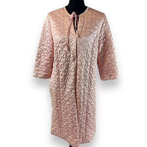 Vintage VANITY FAIR 14 Quilted Robe Light Pink Nylon Snap Cottagecore Grannycore